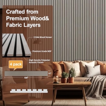 Yuzzy Acoustic Slat Wood Panels - Rustic Gray Design