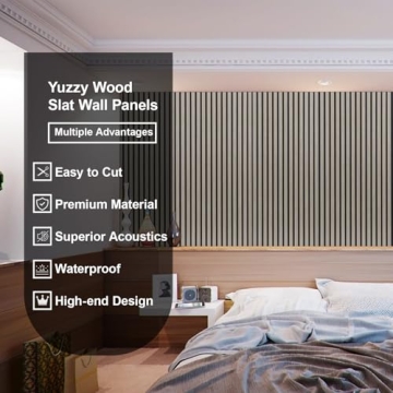 Yuzzy Acoustic Slat Wood Panels - Rustic Gray Design