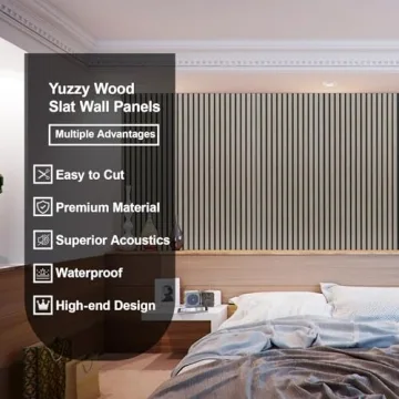 Yuzzy Acoustic Slat Wood Panels - Rustic Gray Design