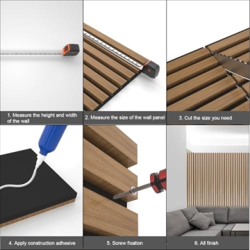 Yuzzy Acoustic Slat Wood Panels - Rustic Gray Design