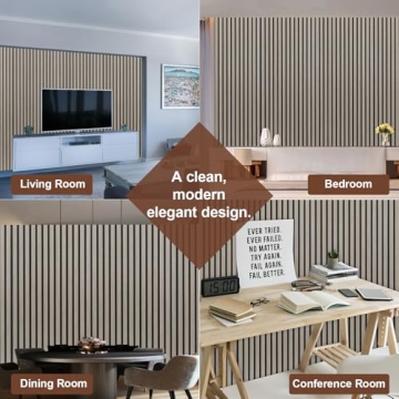 Yuzzy Acoustic Slat Wood Panels - Rustic Gray Design