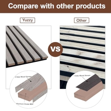 Yuzzy Acoustic Slat Wood Panels - Rustic Gray Design