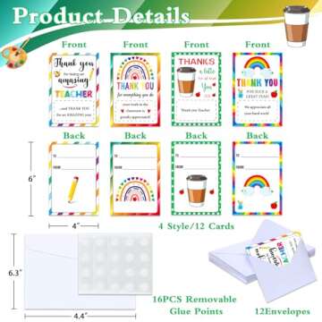 JUESMOS 12 Pack Teacher Gift Card Holder Teacher Appreciation Gift Cards Holder Teacher Money and Gi...