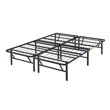 Amazon Basics Bed Frame with Storage, Foldable Metal Platform, Sturdy Steel, No Box Spring Needed, 14 inches High, Tool-Free Setup, King Size, Black
