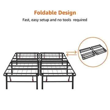 Amazon Basics Bed Frame with Storage, Foldable Metal Platform, Sturdy Steel, No Box Spring Needed, 14 inches High, Tool-Free Setup, King Size, Black