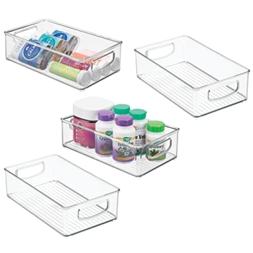 mDesign Small Plastic Bathroom Storage Container Bins - 4 Pack for Easy Organization