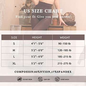 WAKUNA 2 Pairs Pantyhose Opaque Tights 40D Resistant Control Top（Black+Wine red,Medium