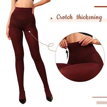 WAKUNA 2 Pairs Pantyhose Opaque Tights 40D Resistant Control Top（Black+Wine red,Medium