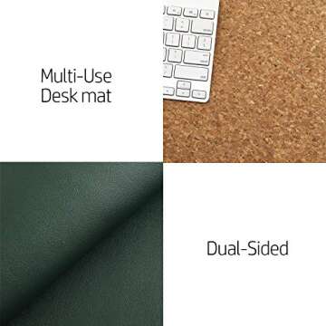 Aothia Office Desk Pad, Natural Cork & PU Leather Dual Side Large Mouse Pad, Laptop Desk Table Protector Writing Mat Easy Clean Waterproof for Office Work/Home/Decor (Dark Green,31.5" x 15.7")