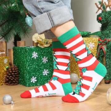 YEXIPO Funny Christmas Socks For Men Women Crew Socks Unisex Novelty Christmas Gifts