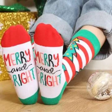 YEXIPO Funny Christmas Socks For Men Women Crew Socks Unisex Novelty Christmas Gifts