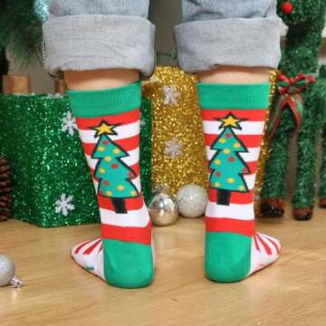 YEXIPO Funny Christmas Socks For Men Women Crew Socks Unisex Novelty Christmas Gifts