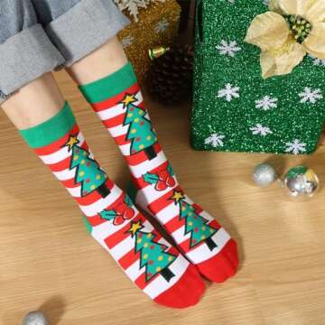 YEXIPO Funny Christmas Socks For Men Women Crew Socks Unisex Novelty Christmas Gifts