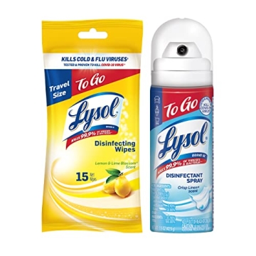 Lysol To Go Bundle - Travel Size Disinfectant Spray and Wipes