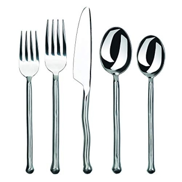 Gourmet Settings 20-Piece Exotique Platinum Collection Matte/Polished Flatware Set