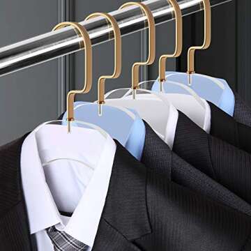 Elavain Acrylic Hanger | Sleek, Modern Clothes Hanger with Gold Hook | High End Closest Organizer Space Saving Hangers for Shirts, Jackets, Sweaters, Tops & More | 10 Pack