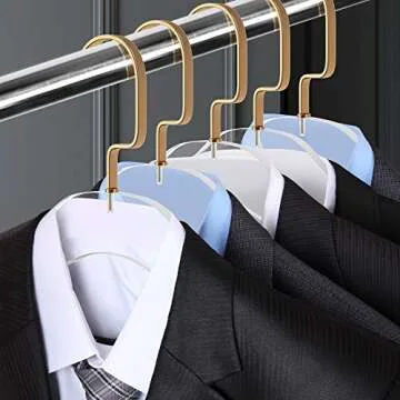 Elavain Acrylic Hanger | Sleek, Modern Clothes Hanger with Gold Hook | High End Closest Organizer Space Saving Hangers for Shirts, Jackets, Sweaters, Tops & More | 10 Pack