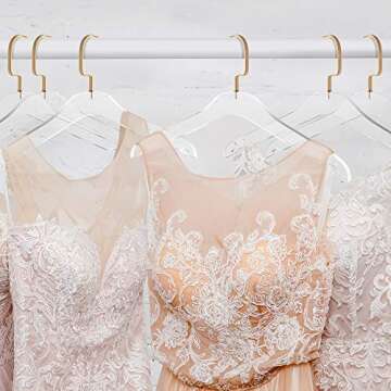 Elavain Acrylic Hanger | Sleek, Modern Clothes Hanger with Gold Hook | High End Closest Organizer Space Saving Hangers for Shirts, Jackets, Sweaters, Tops & More | 10 Pack