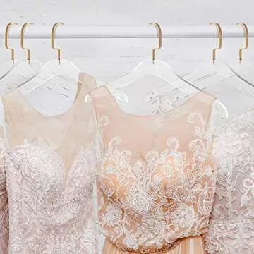 Elavain Acrylic Hanger | Sleek, Modern Clothes Hanger with Gold Hook | High End Closest Organizer Space Saving Hangers for Shirts, Jackets, Sweaters, Tops & More | 10 Pack