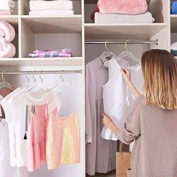 Elavain Acrylic Hanger | Sleek, Modern Clothes Hanger with Gold Hook | High End Closest Organizer Space Saving Hangers for Shirts, Jackets, Sweaters, Tops & More | 10 Pack