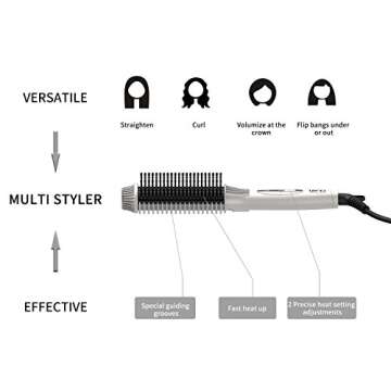 LENA Curling Iron Brush | Anti Scald Ceramic Curler | 1.4 Inch One-Side Volumizing Iron with Adjustabe Temp - Auto Shut Off - PTC Heater - for Fine and Normal Hair (Package May Vary)