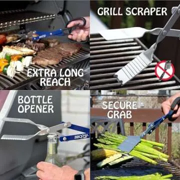 BBQ Croc 3 in 1 Barbecue Tool - 18 inch Lightweight Grilling Utensil
