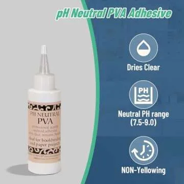 Books By Hand, PH Neutral PVA Adhesive - Clear, Flexible Bookbinding Glue, 4 Ounce