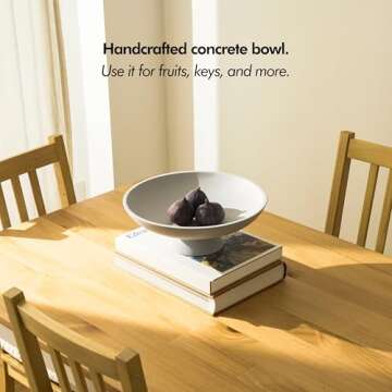 KIVY Concrete Fruit Bowl for Kitchen Counter - Large Decorative Bowl for Home Decor - Modern Key Bow...