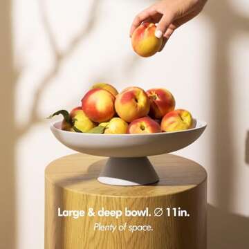 KIVY Concrete Fruit Bowl for Kitchen Counter - Large Decorative Bowl for Home Decor - Modern Key Bowl for Entryway Table - Pedestal Bowl - Decorative Bowls for Home Decor - Grey Fruit Bowl Decor