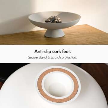 KIVY Concrete Fruit Bowl for Kitchen Counter - Large Decorative Bowl for Home Decor - Modern Key Bowl for Entryway Table - Pedestal Bowl - Decorative Bowls for Home Decor - Grey Fruit Bowl Decor