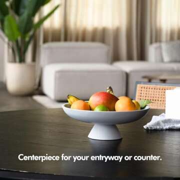 KIVY Concrete Fruit Bowl for Kitchen Counter - Large Decorative Bowl for Home Decor - Modern Key Bowl for Entryway Table - Pedestal Bowl - Decorative Bowls for Home Decor - Grey Fruit Bowl Decor