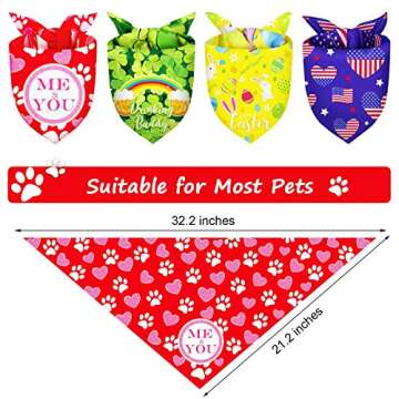 Weewooday 4 Pieces Holiday Puppy Bandanas St. Patrick's Dog Bandanas Easter Adjustable Dog Scarf Pat...