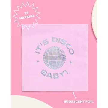 xo, Fetti Disco Ball Napkins - 3-ply, 25 pcs | Bachelorette Party Decorations, Last Disco Bach, 70s ...