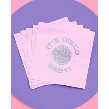 xo, Fetti Disco Ball Napkins - 3-ply, 25 pcs | Bachelorette Party Decorations, Last Disco Bach, 70s Birthday Party, Baby Shower
