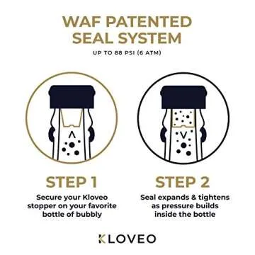 Champagne Stoppers by Kloveo - Patented Seal - Made in Italy - Professional Grade WAF Champagne Bott...