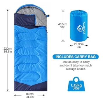 Oaskys Camping Sleeping Bag for All Seasons and Ages