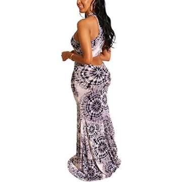 ECHOINE Women's Tie Dye Sleeveless Racerback Maxi Dress Casual Bodycon Long Dress S XXL WHITE XXL