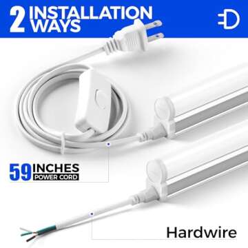 Barrina T5 LED Shop Light 2FT, 6500K (Super Bright White), Utility Shop Light, Ceiling and Under Cabinet Light, ETL Listed, Corded Electric with Built-in ON/Off Switch, 6 Pack