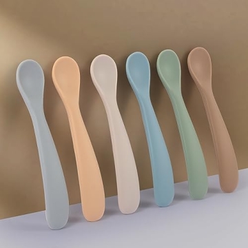 Eascrozn Baby Spoons 6 Pack Soft Silicone Utensils