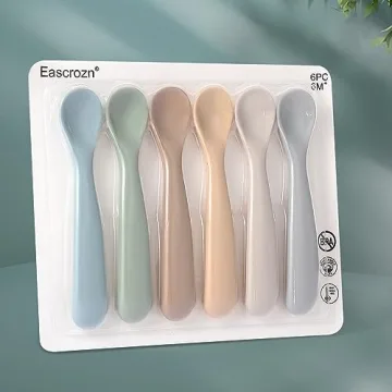 Eascrozn Baby Spoons 6 Pack Soft Silicone Utensils