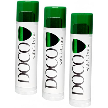 DocoShield Lip Balm with Docosanol and Lysine - 3-Pack for Cold Sore Prevention