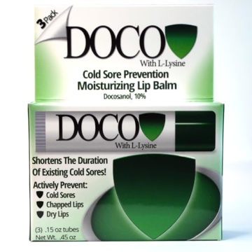 DocoShield Lip Balm with Docosanol and Lysine 3-Pack for Cold Sores