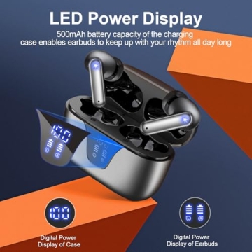ZIUTY Wireless Earbuds: 50H Playtime with LED Display & Deep Bass