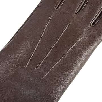 alqqas Winter Fashion Leather Gloves for Women, Warm Cashmere Lining Touchscreen Texting Driving Dress Gloves