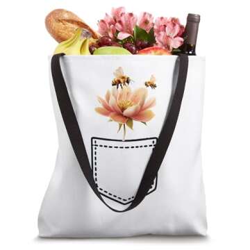 Bee and Flower Design Eco-Friendly Tote Bag