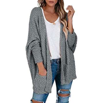 ZESICA Women's Casual Long Sleeve Open Front Soft Chunky Knit Sweater Cardigan Outerwear