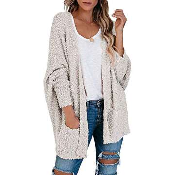 ZESICA Women's Casual Long Sleeve Open Front Soft Chunky Knit Sweater Cardigan Outerwear