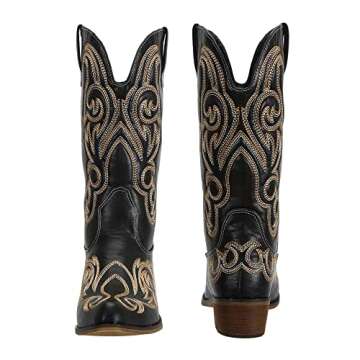 SheSole Women’s Wide Calf Western Cowgirl Cowboy Boots for Fashionable Comfort