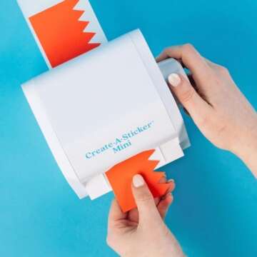 Xyron Create-A-Sticker, Mini, 2.5” Sticker and Label Maker Machine, Portable, Includes Permanent Adhesive, Pre-Loaded (XRN250-CFTEN)