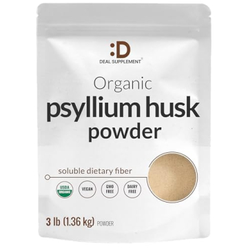 DEAL SUPPLEMENT Organic Psyllium Husk Powder 9,000mg, 3 Pounds – Unflavored – Plant Based – Ri...